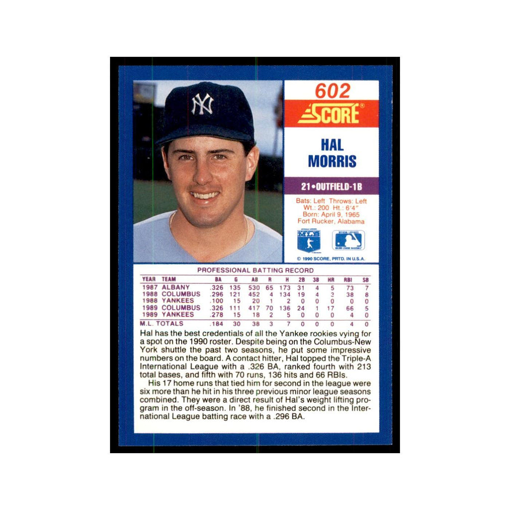 1990 Score Hal Morris RC Baseball Cards #602