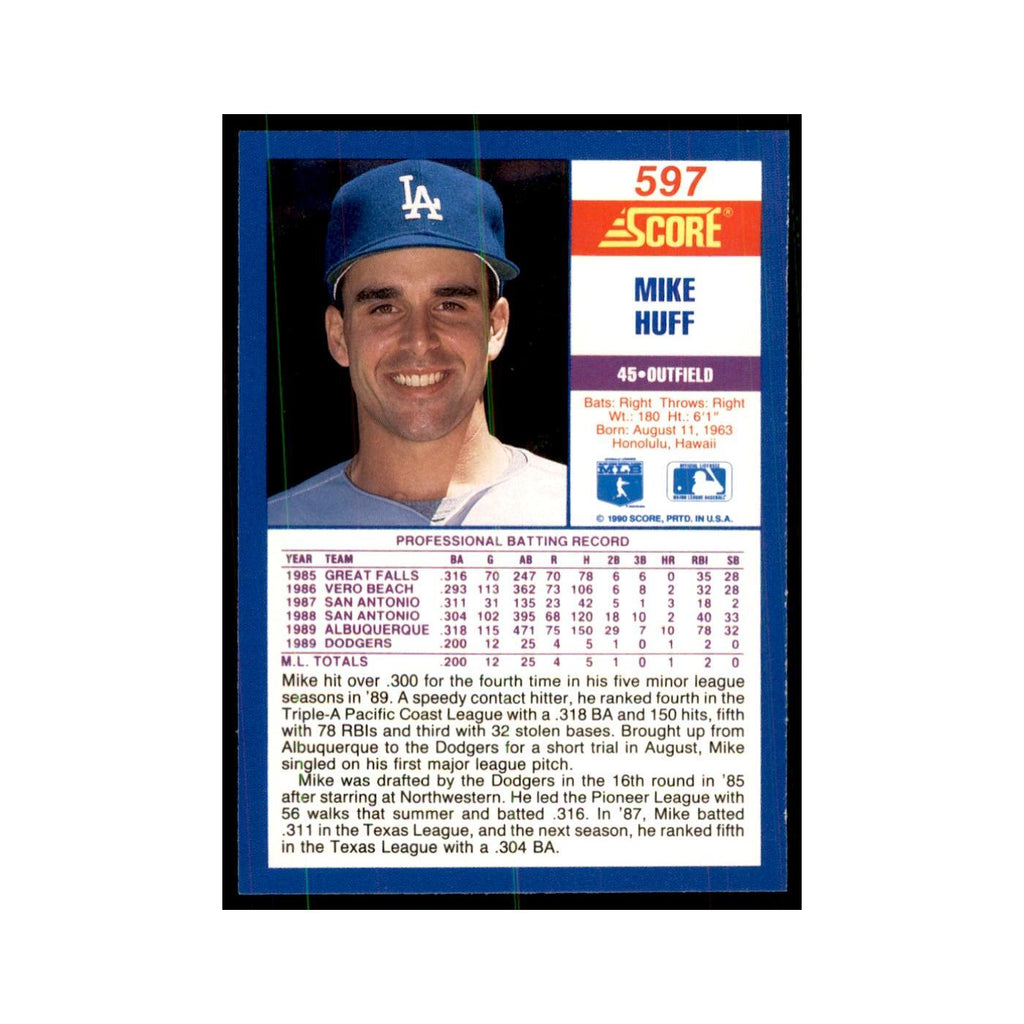 1990 Score Mike Huff RC Baseball Cards #597