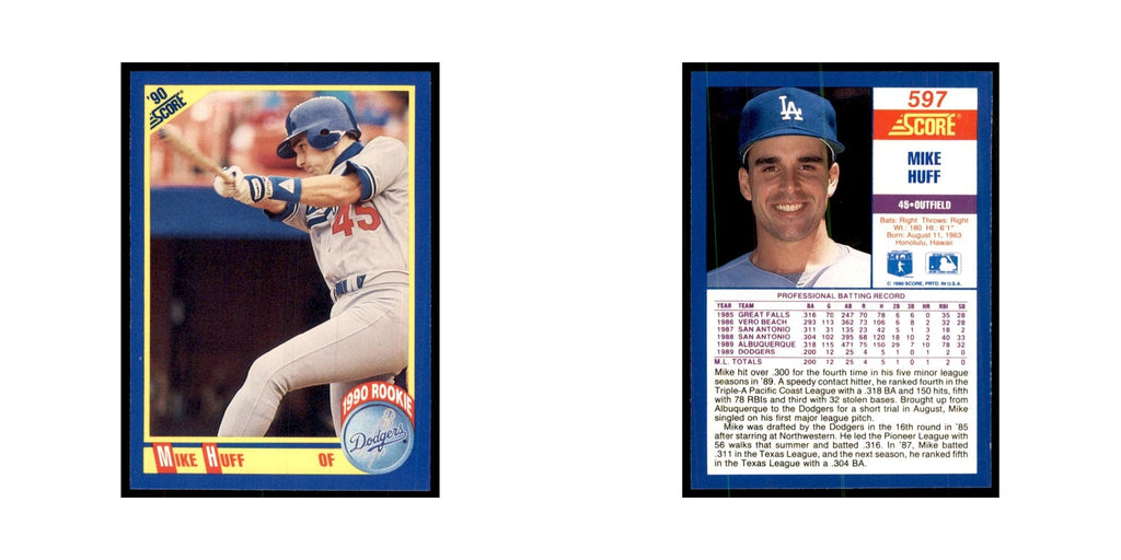 1990 Score Mike Huff RC Baseball Cards #597