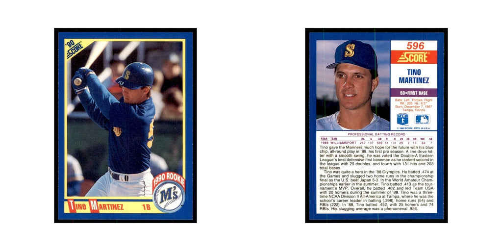 1990 Score Tino Martinez RC Baseball Cards #596