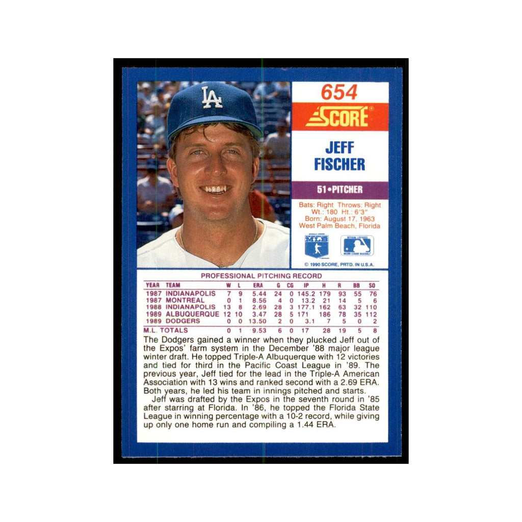1990 Score Jeff Fischer RC Baseball Cards #654