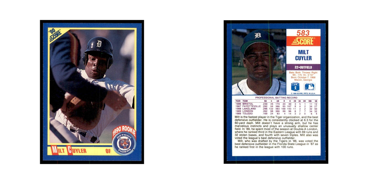 1990 Score Milt Cuyler RC Baseball Cards #583