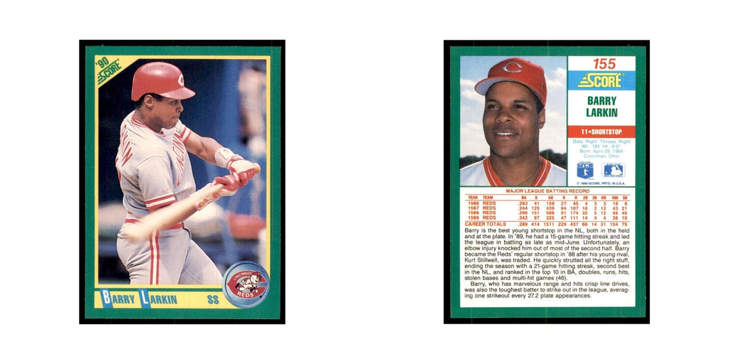 1990 Score Barry Larkin Baseball Cards #155