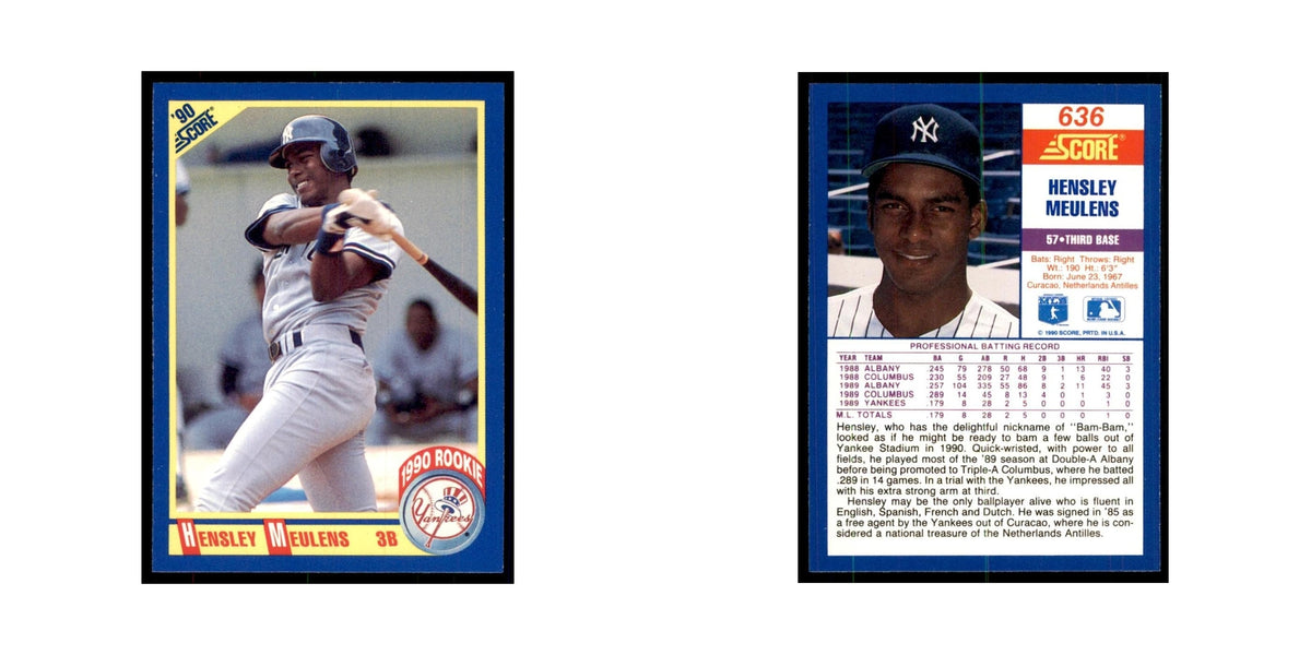 1990 Score Hensley Meulens RC Baseball Cards #636