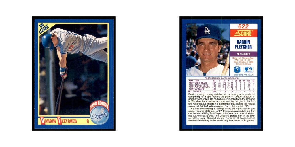 1990 Score Darrin Fletcher RC Baseball Cards #622