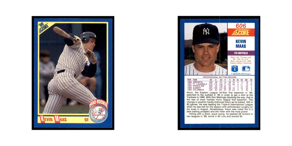 1990 Score Kevin Maas RC Baseball Cards #606