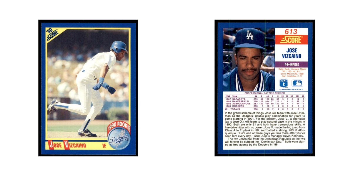 1990 Score Jose Vizcaino RC Baseball Cards #613
