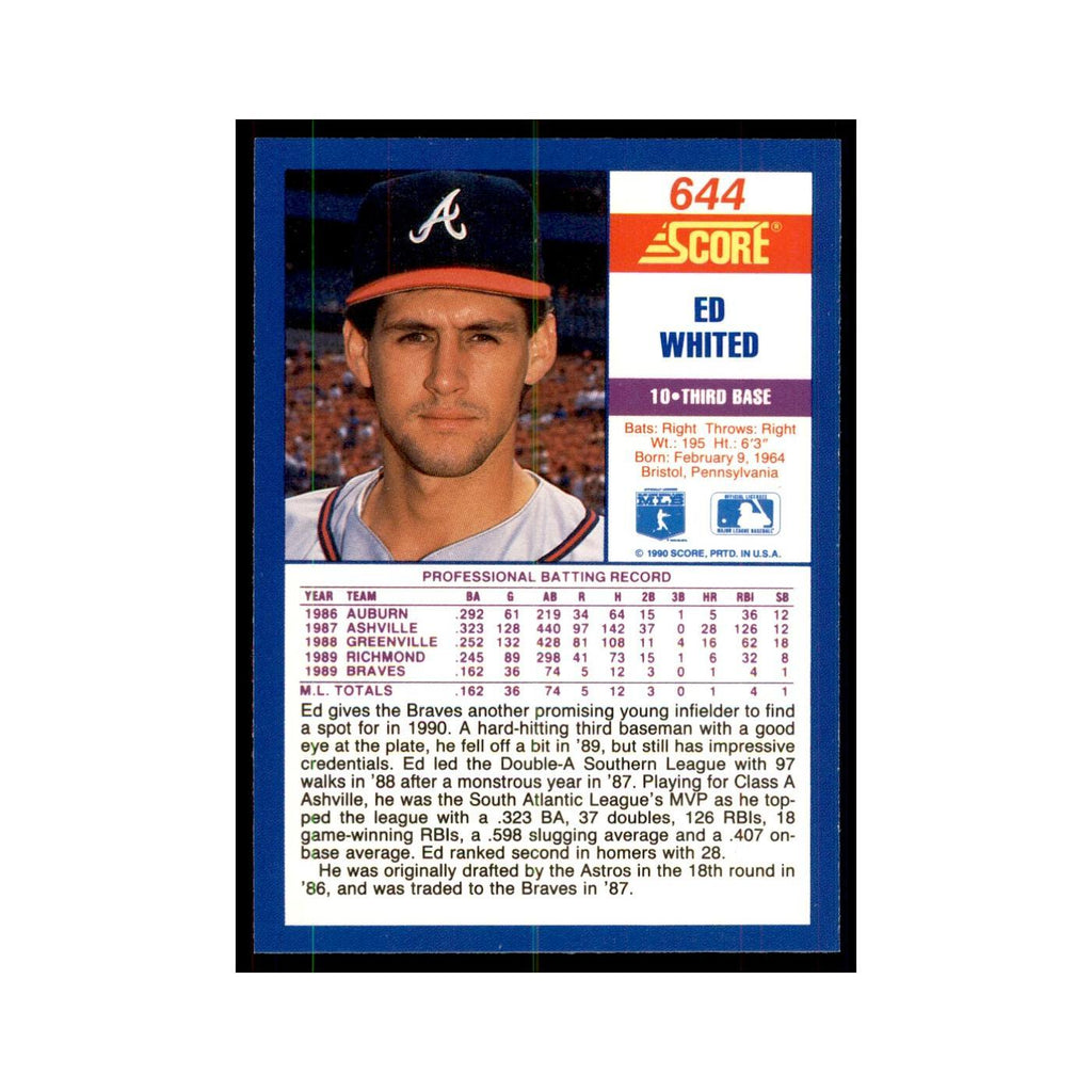 1990 Score Ed Whited RC Baseball Cards #644