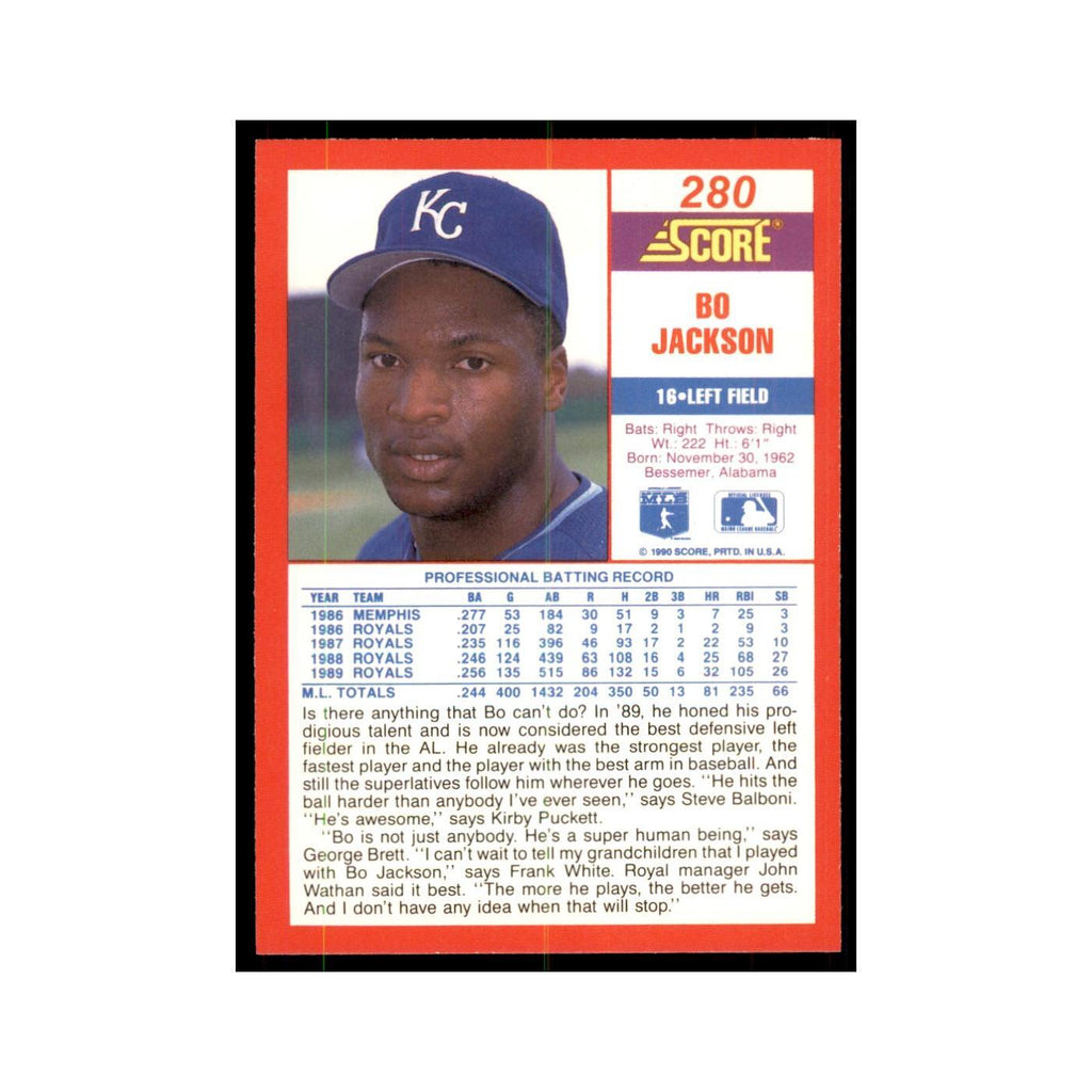 1990 Score Bo Jackson Baseball Cards #280