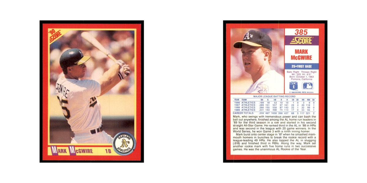 1990 Score Mark McGwire Baseball Cards #385
