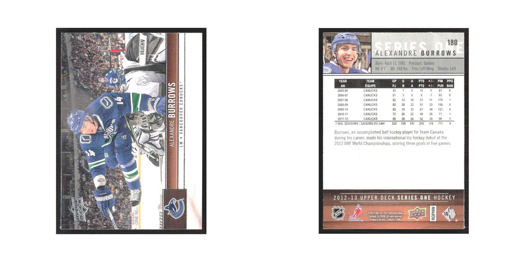 2012 Upper Deck Alexandre Burrows Vancouver Canucks #180
