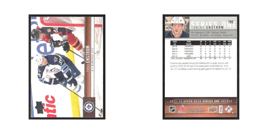 2012 Upper Deck Tobias Enstrom Winnipeg Jets #195