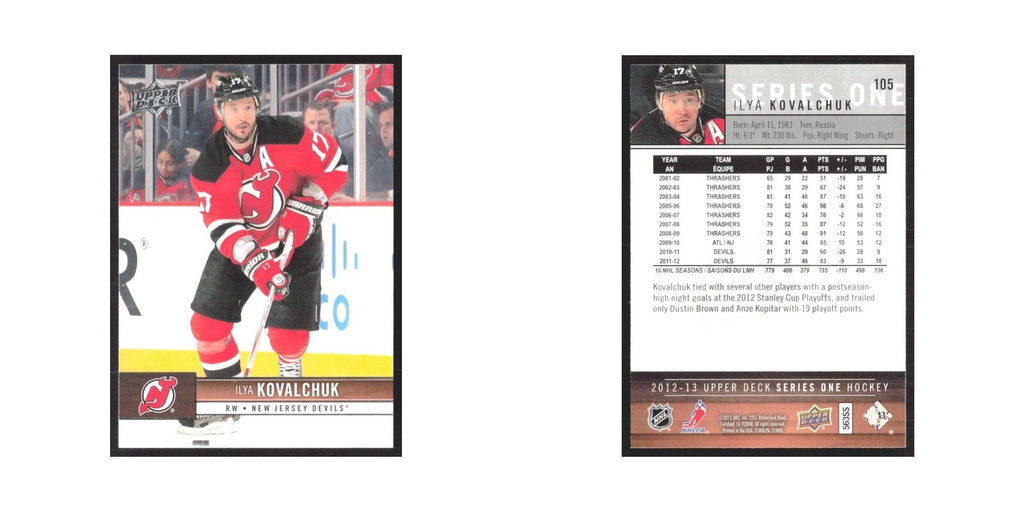 2012 Upper Deck Ilya Kovalchuk New Jersey Devils #105