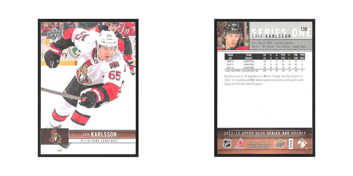 2012 Upper Deck Erik Karlsson Ottawa Senators #130