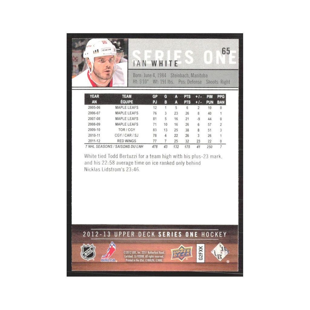 2012 Upper Deck Ian White Detroit Red Wings #65