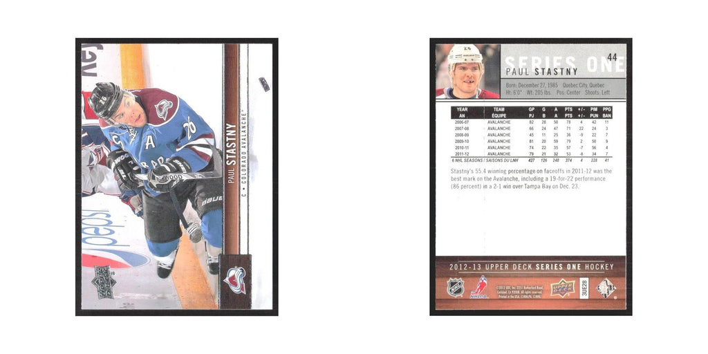 2012 Upper Deck Paul Stastny Colorado Avalanche #44