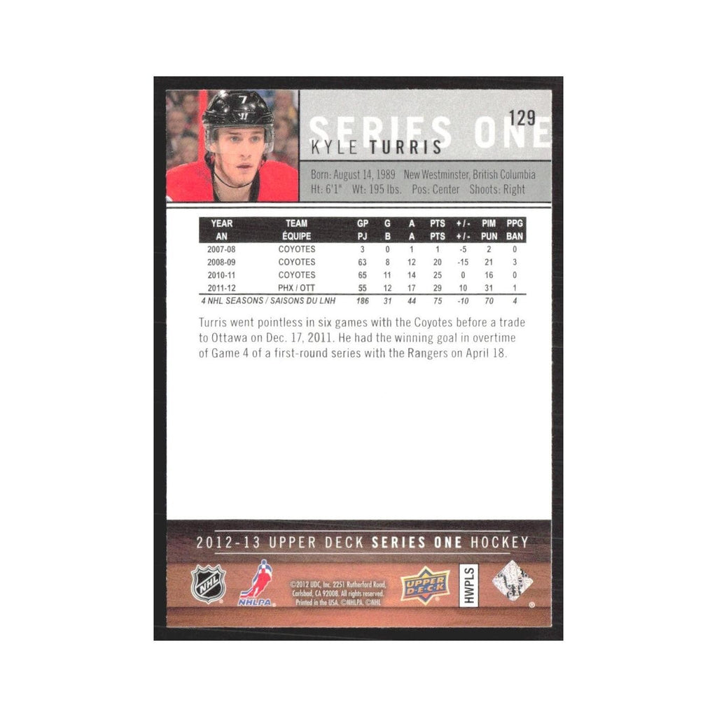 2012 Upper Deck Kyle Turris Ottawa Senators #129