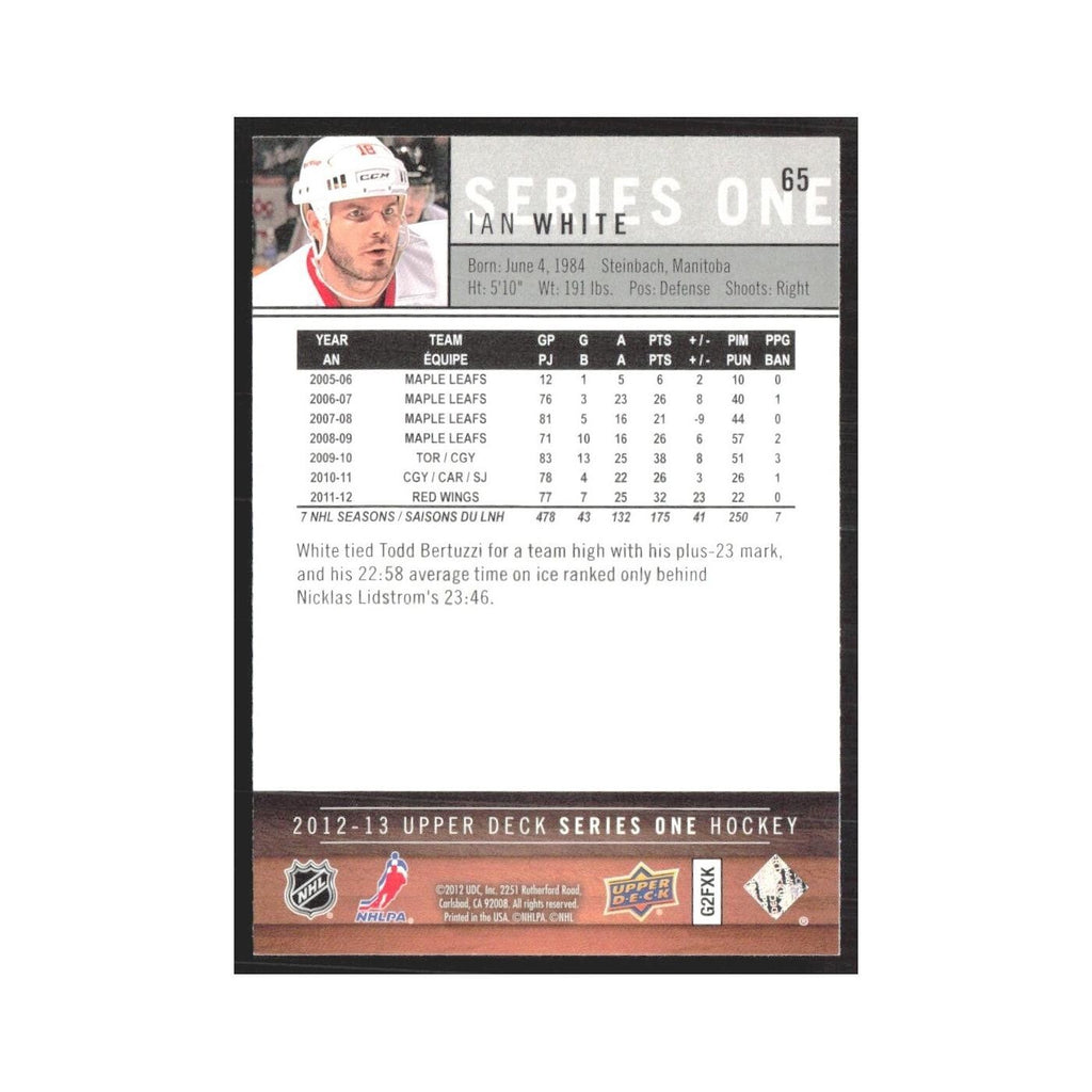 2012 Upper Deck Ian White Detroit Red Wings #65