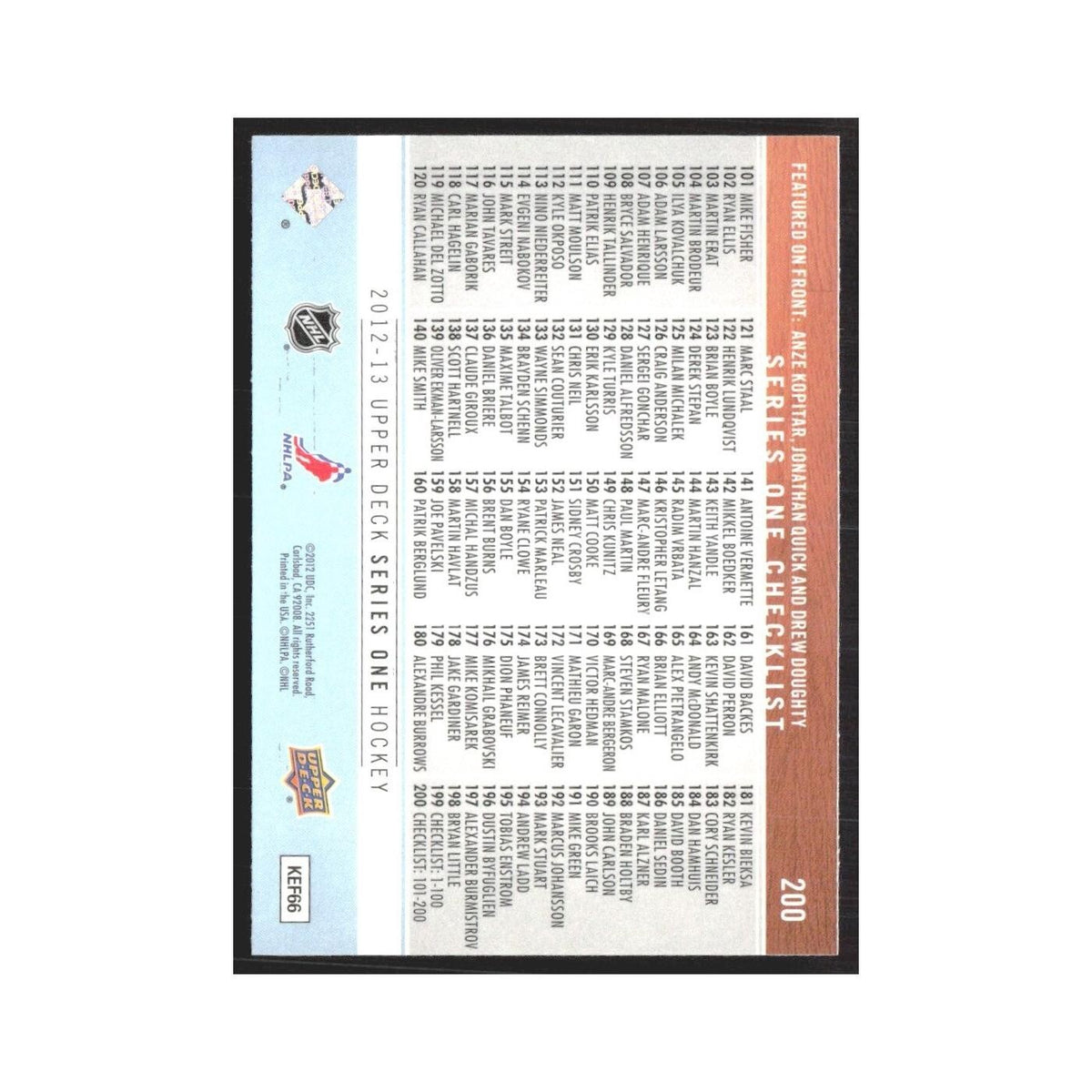 2012 Upper Deck Checklist Series One #200