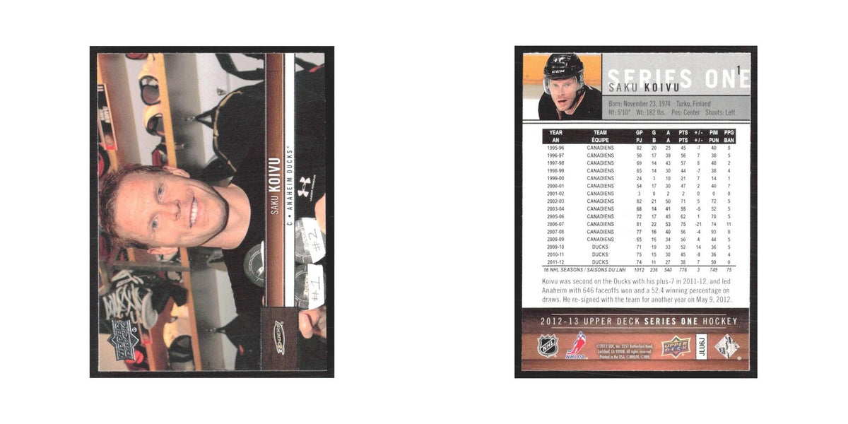 2012 Upper Deck Saku Koivu Anaheim Ducks #1