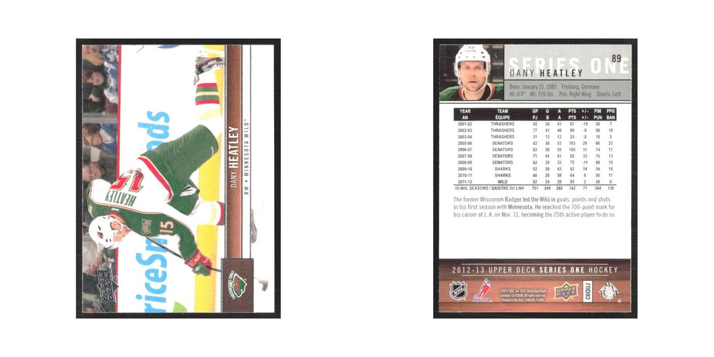 2012 Upper Deck Dany Heatley Minnesota Wild #89