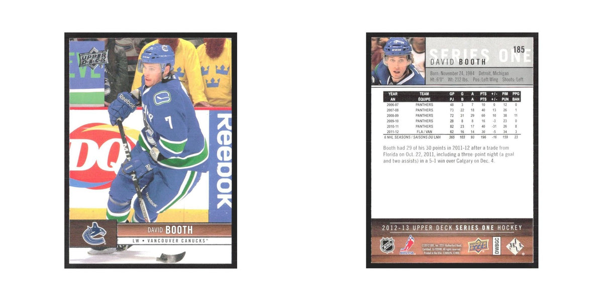 2012 Upper Deck David Booth Vancouver Canucks #185