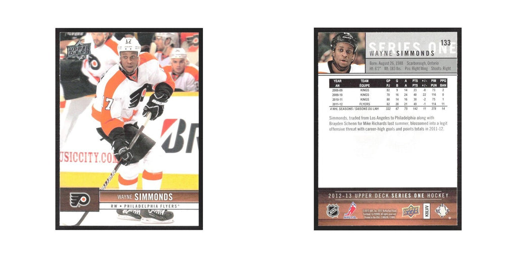 2012 Upper Deck Wayne Simmonds Philadelphia Flyers #133