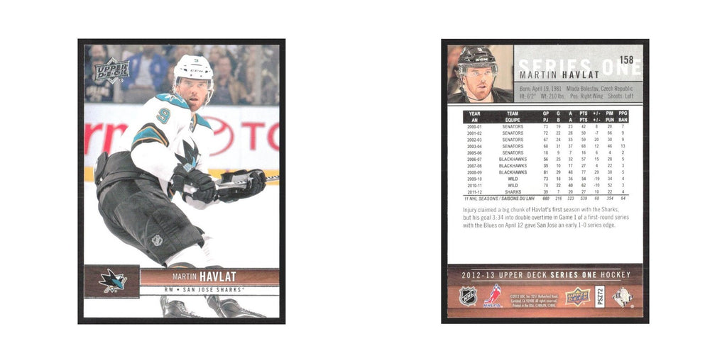 2012 Upper Deck Martin Havlat San Jose Sharks #158