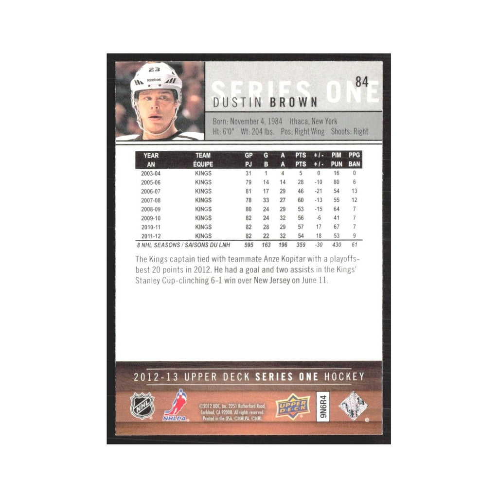 2012 Upper Deck Dustin Brown Los Angeles Kings #84