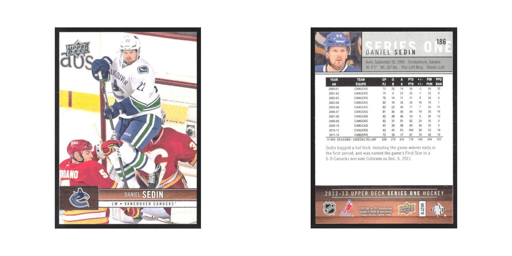 2012 Upper Deck Daniel Sedin Vancouver Canucks #186