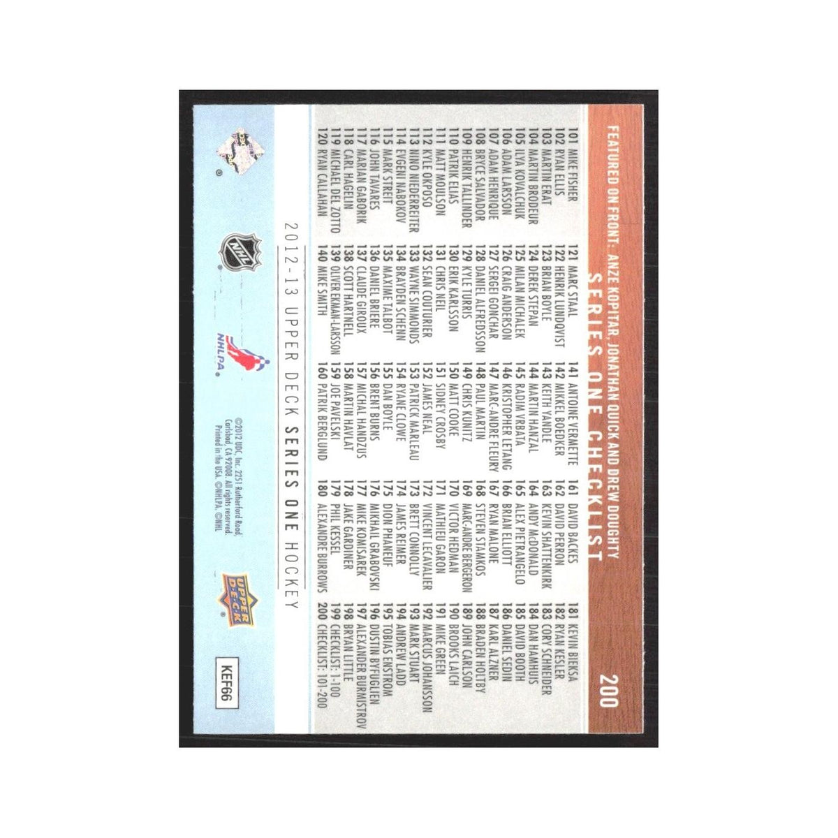 2012 Upper Deck Checklist #200