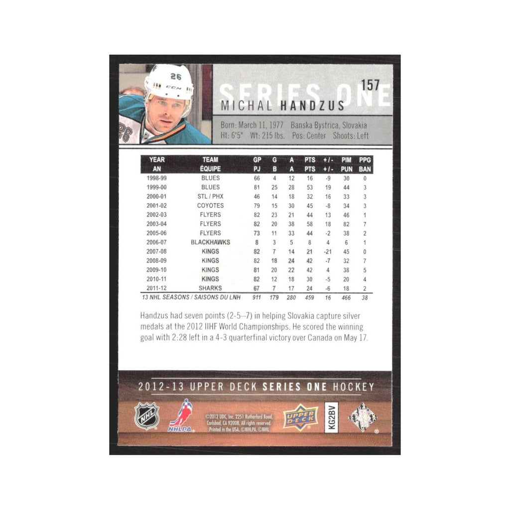 2012 Upper Deck Michal Handzus San Jose Sharks #157