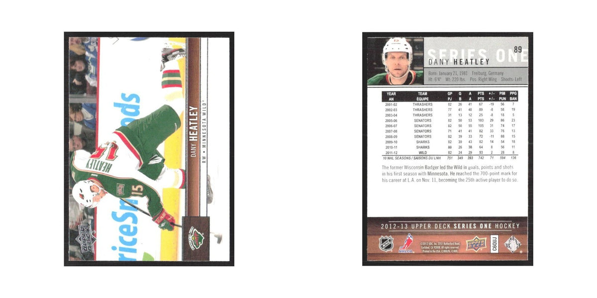 2012 Upper Deck Dany Heatley Minnesota Wild #89