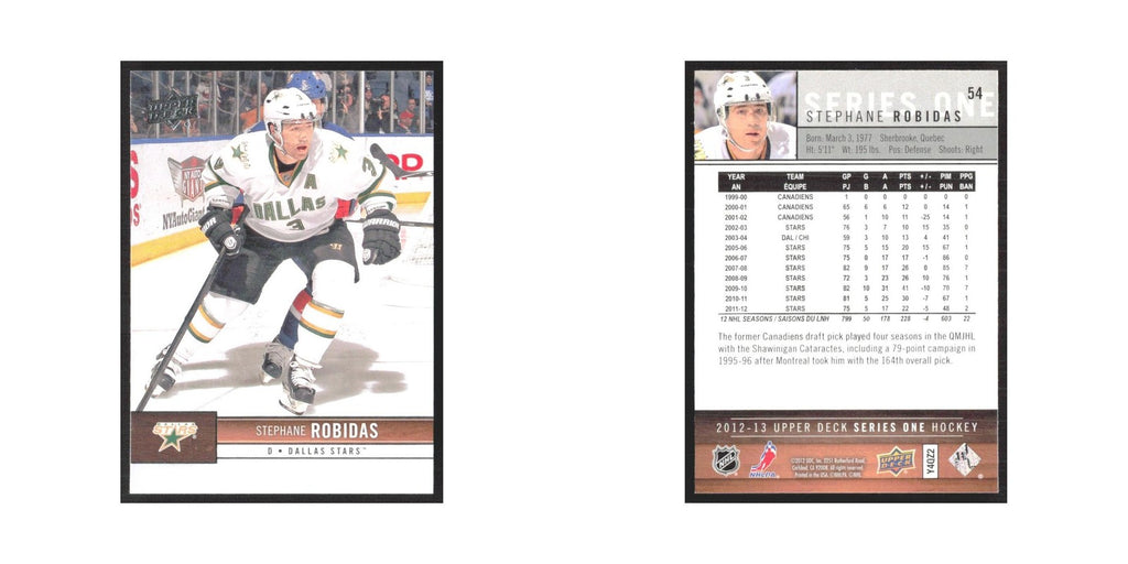 2012 Upper Deck Stephane Robidas Dallas Stars #54