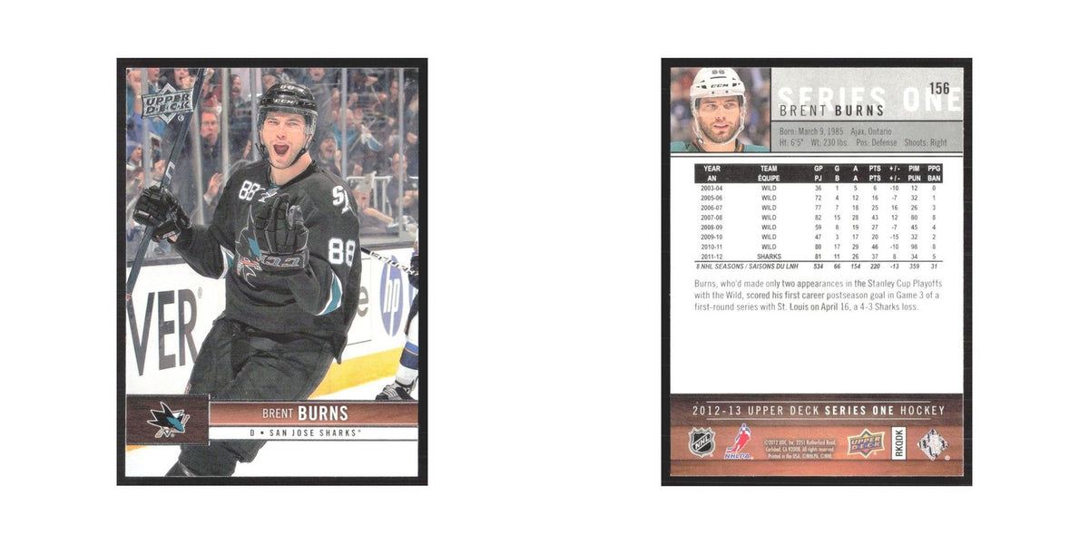 2012 Upper Deck Brent Burns San Jose Sharks #156