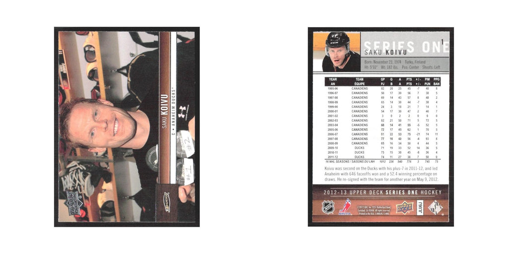 2012 Upper Deck Saku Koivu Anaheim Ducks #1
