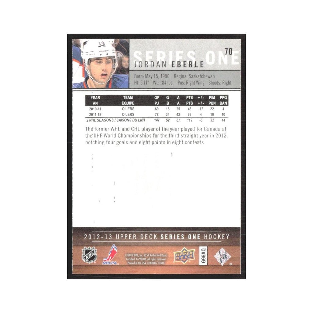 2012 Upper Deck Jordan Eberle Edmonton Oilers #70