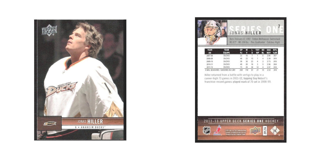 2012 Upper Deck Jonas Hiller Anaheim Ducks #7