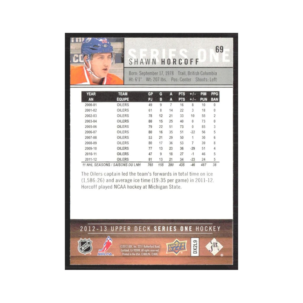 2012 Upper Deck Shawn Horcoff Edmonton Oilers #69