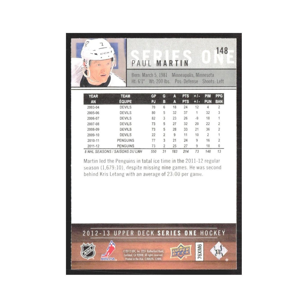 2012 Upper Deck Paul Martin Pittsburgh Penguins #148