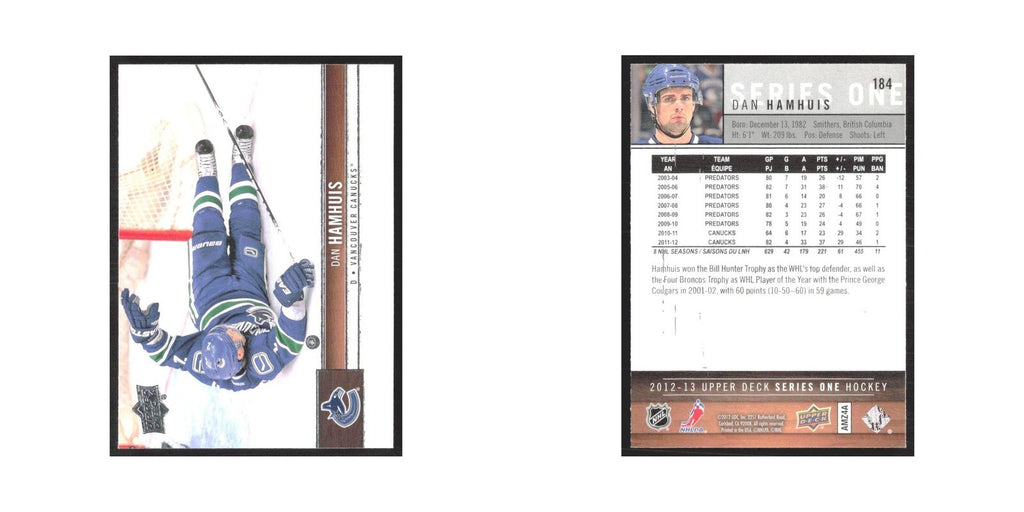 2012 Upper Deck Dan Hamhuis Vancouver Canucks #184