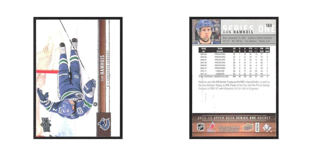 2012 Upper Deck Dan Hamhuis Vancouver Canucks #184
