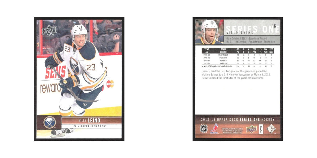 2012 Upper Deck Ville Leino Buffalo Sabres #16
