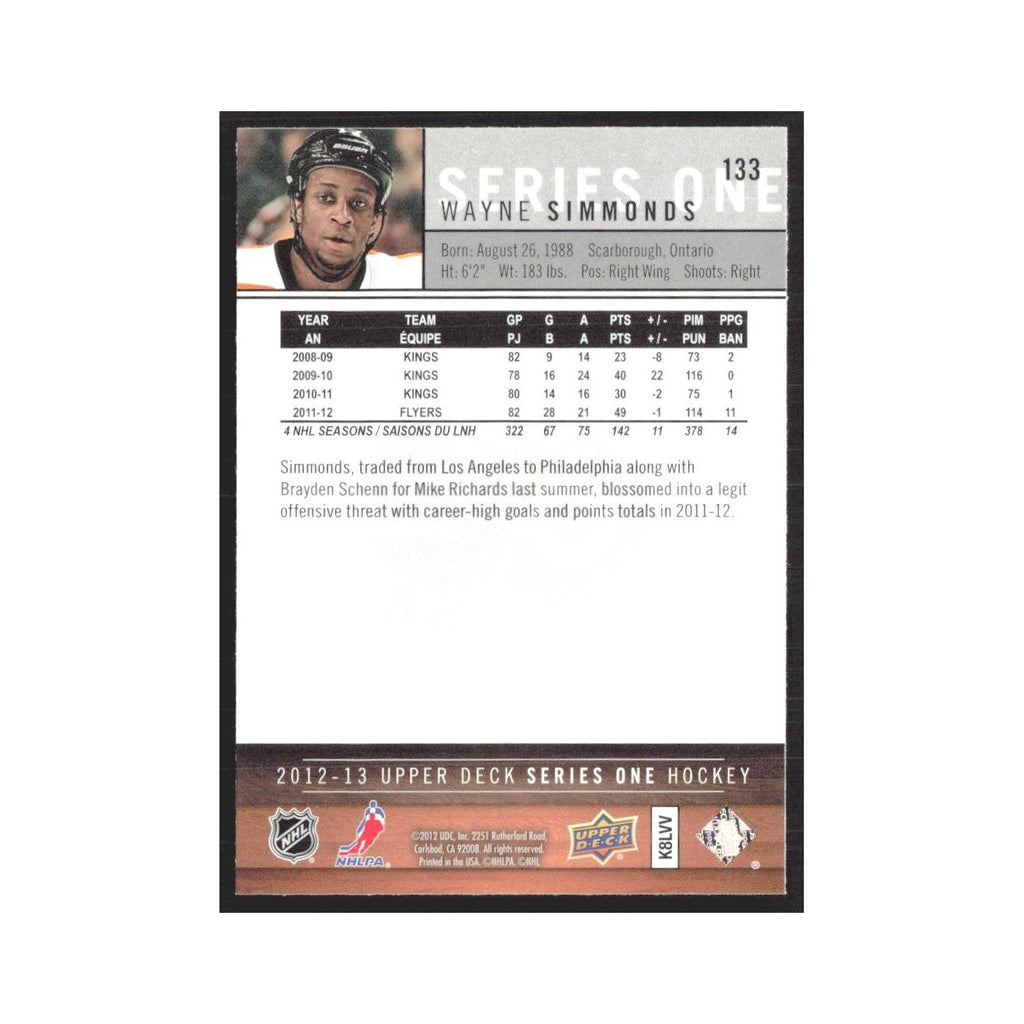 2012 Upper Deck Wayne Simmonds Philadelphia Flyers #133
