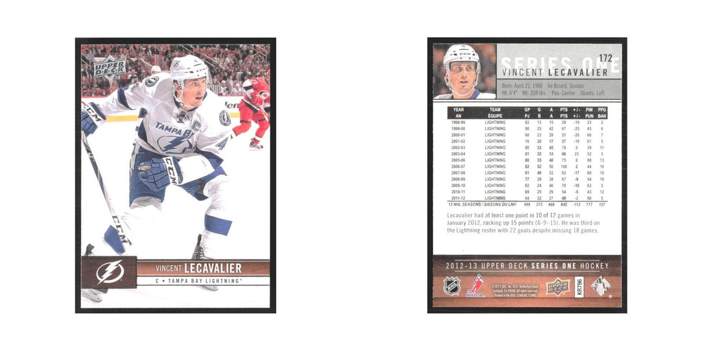 2012 Upper Deck Vincent Lecavalier Tampa Bay Lightning #172