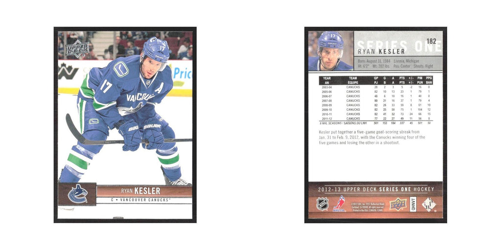 2012 Upper Deck Ryan Kesler Vancouver Canucks #182