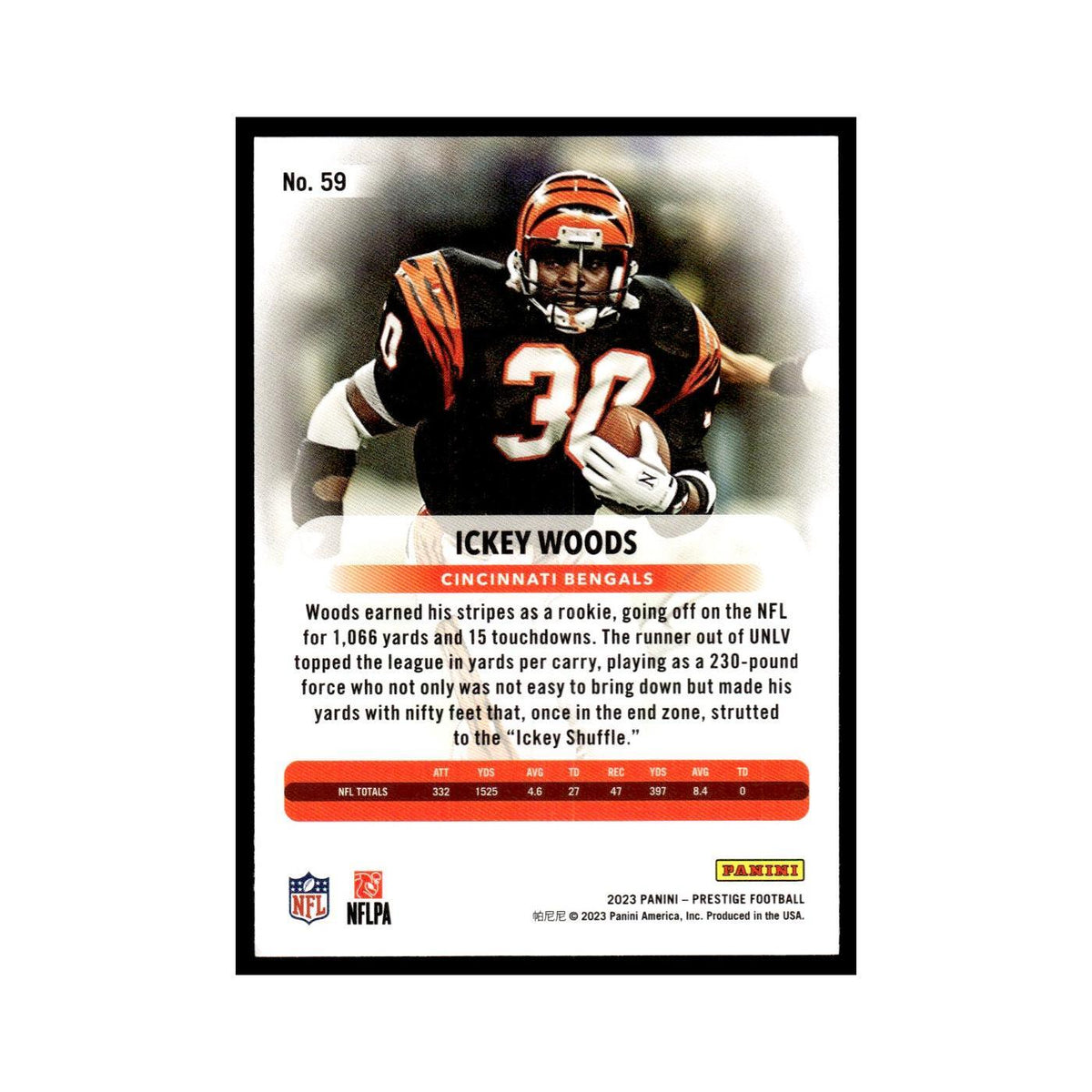 Ickey Woods 2023 Panini Prestige #59 Cincinnati Bengals Football Card NM