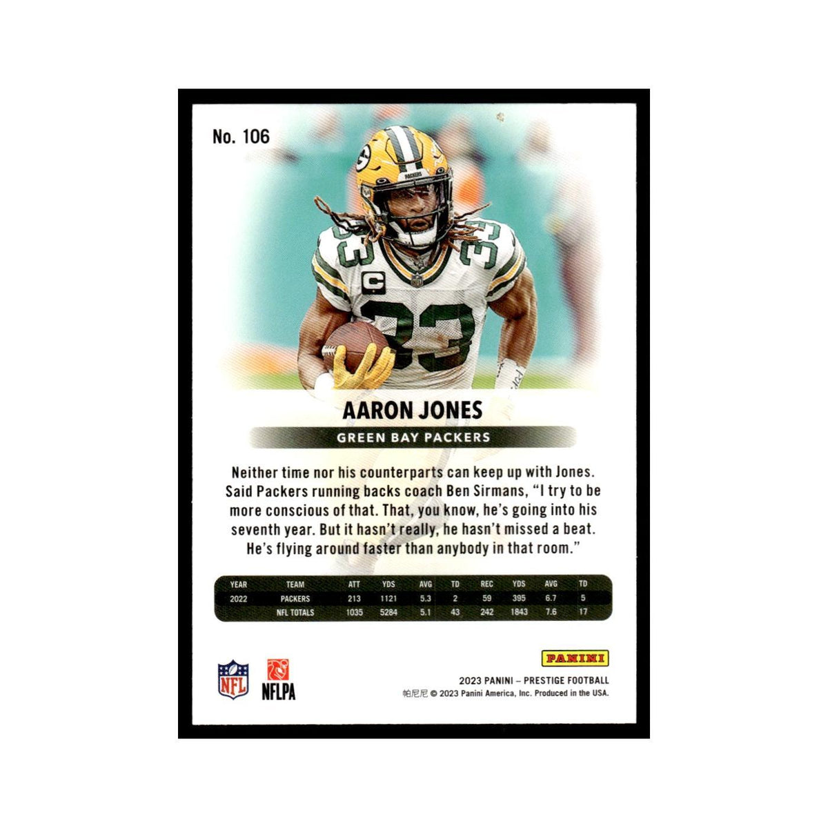 Aaron Jones 2023 Panini Prestige #106 Green Bay Packers Football Card NM