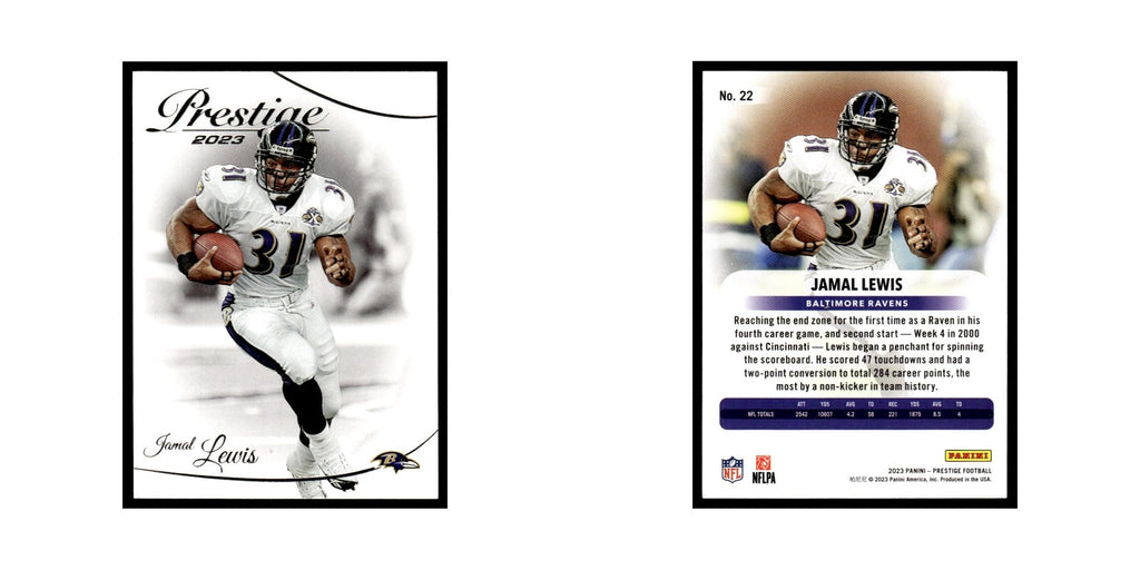 Jamal Lewis 2023 Panini Prestige #22 Baltimore Ravens Football Card NM