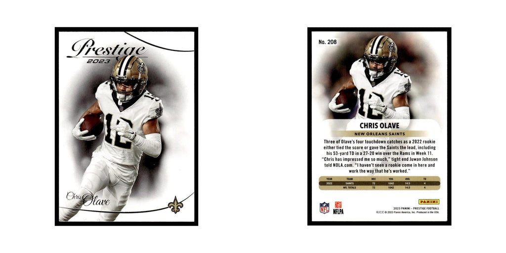 Chris Olave 2023 Panini Prestige #208 New Orleans Saints Football Card NM